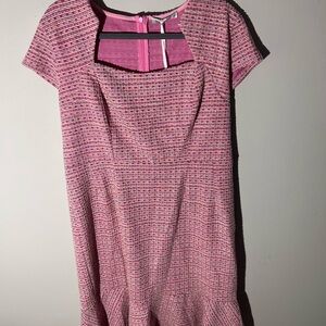 Grace Karin Elegant Pink Textured Tweed with stretch Women's Dress NWT